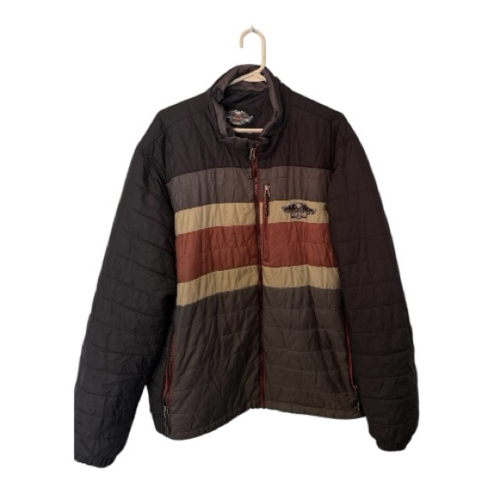 Harley-Davidson Black and Brown Quilted Puffer Jacket